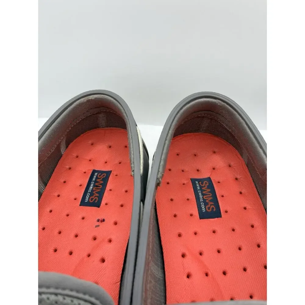 SWIMS Mens 11 Gray Breeze Lace Loafers Mesh Rubber Water Boat Shoes Preppy